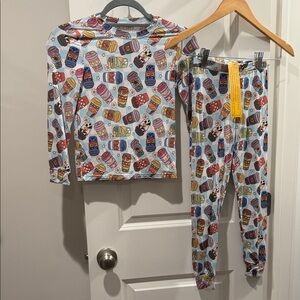 Disney coffee cups Bamboo Kids Pajamas Set size 7/8 NWT